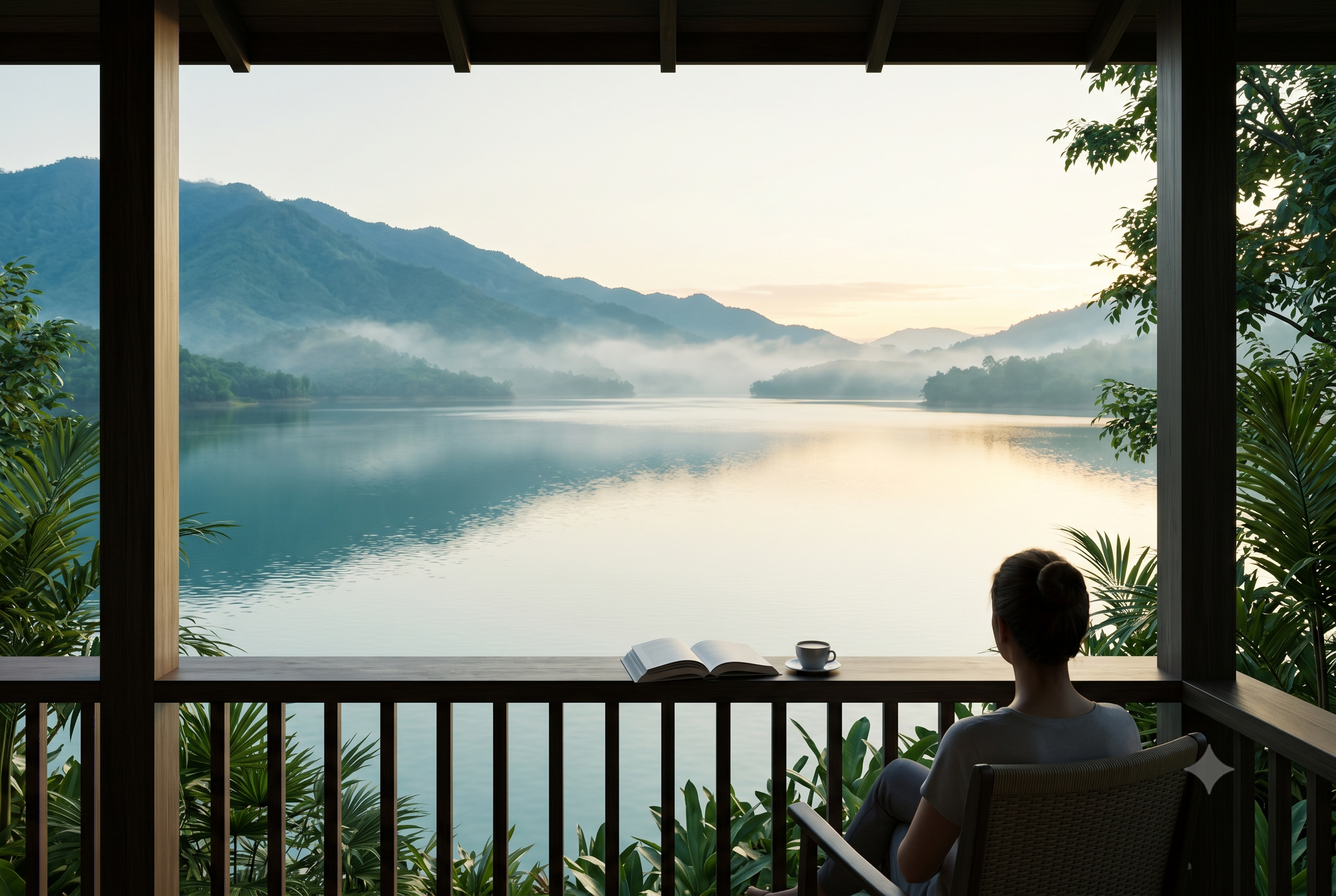 Biệt thự hướng Hồ Tuổi Trẻ view ban công buổi sáng